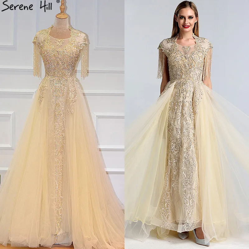 Роскошные вечерние платья с серыми кристаллами и кисточками новейший дизайн вечерние кружевные платья без рукавов с круглым вырезом Serene hilm BLA60845