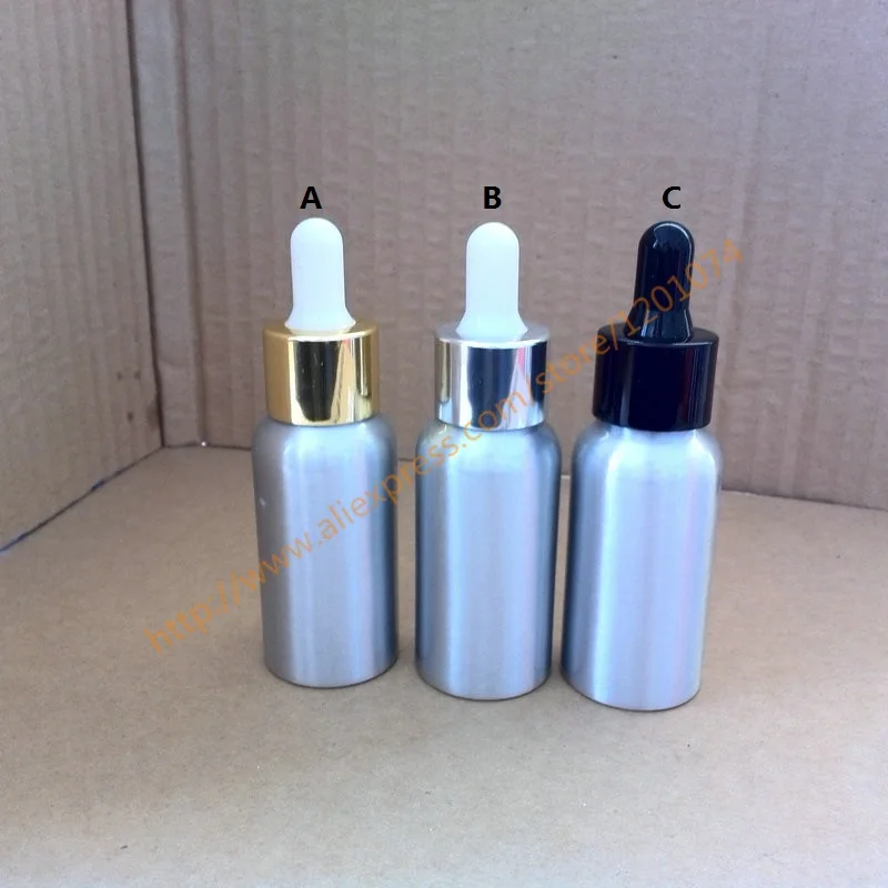 30 мл Алюминиевая Серебряная бутылка с алюминиевой крышкой кольцо+ белая/черная резиновая крышка, бутылка капельницы, контейнер для капельницы, бутылка эфирного масла