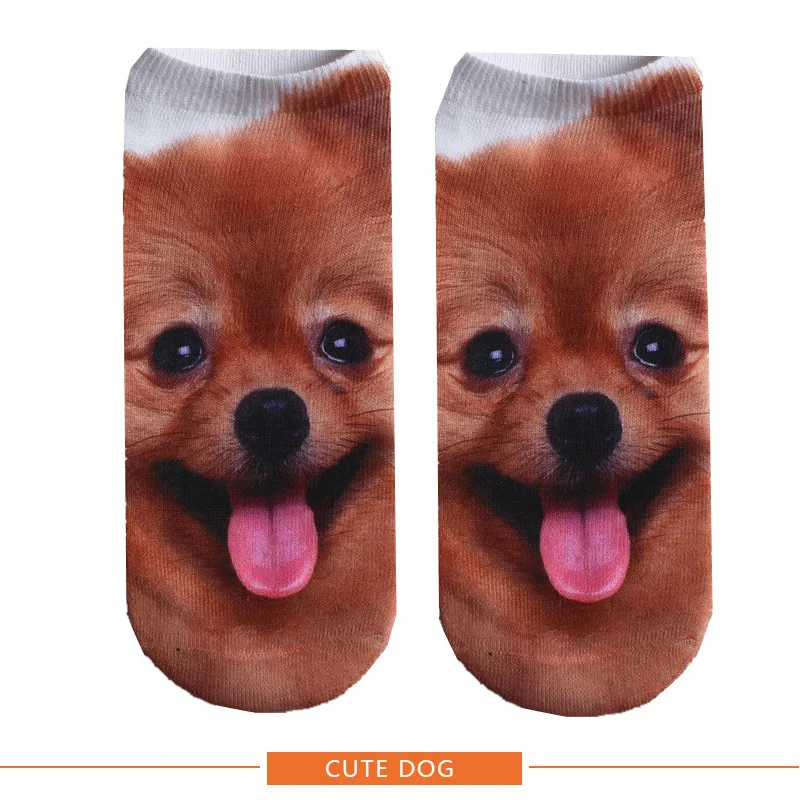 Для женщин 2018 Горячие 3D печатных модный бренд унисекс Harajuku животных Собака женские забавные повседневное короткие носки