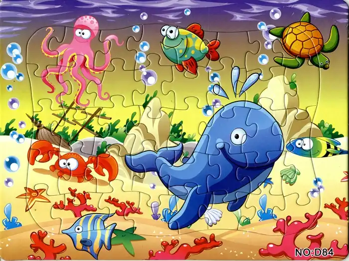 21 28 Cm 40 Pieces Animasi Kartun Puzzle Penyu Laut Dunia Hiu