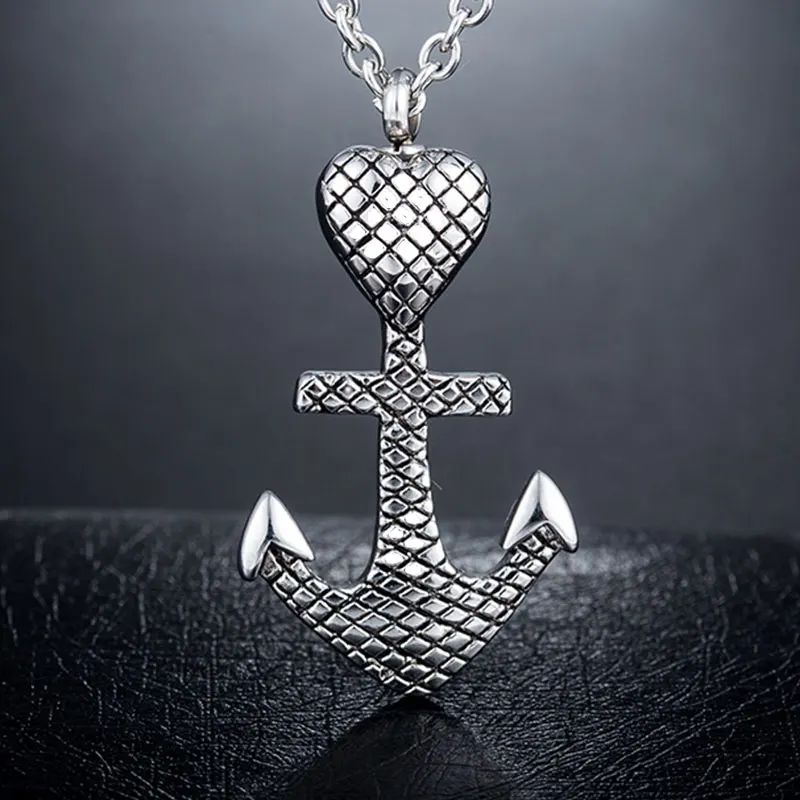 ZPAMS silvery Anchor Cremation Jewelry Urn Necklace For Ashes Unisexin