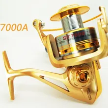 Высококачественная алюминиевая катушка, спиннинговая Рыболовная катушка 8BB 5,1: 1 ST7000 с большой катушкой для соленой пресноводной рыбалки золотого цвета