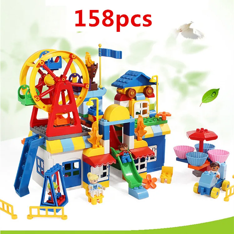 

158pcs Quality Large Building Blocks Playground Blocks Parts Baby DIY Toys Educational Toys for Children Compatible with Duploe
