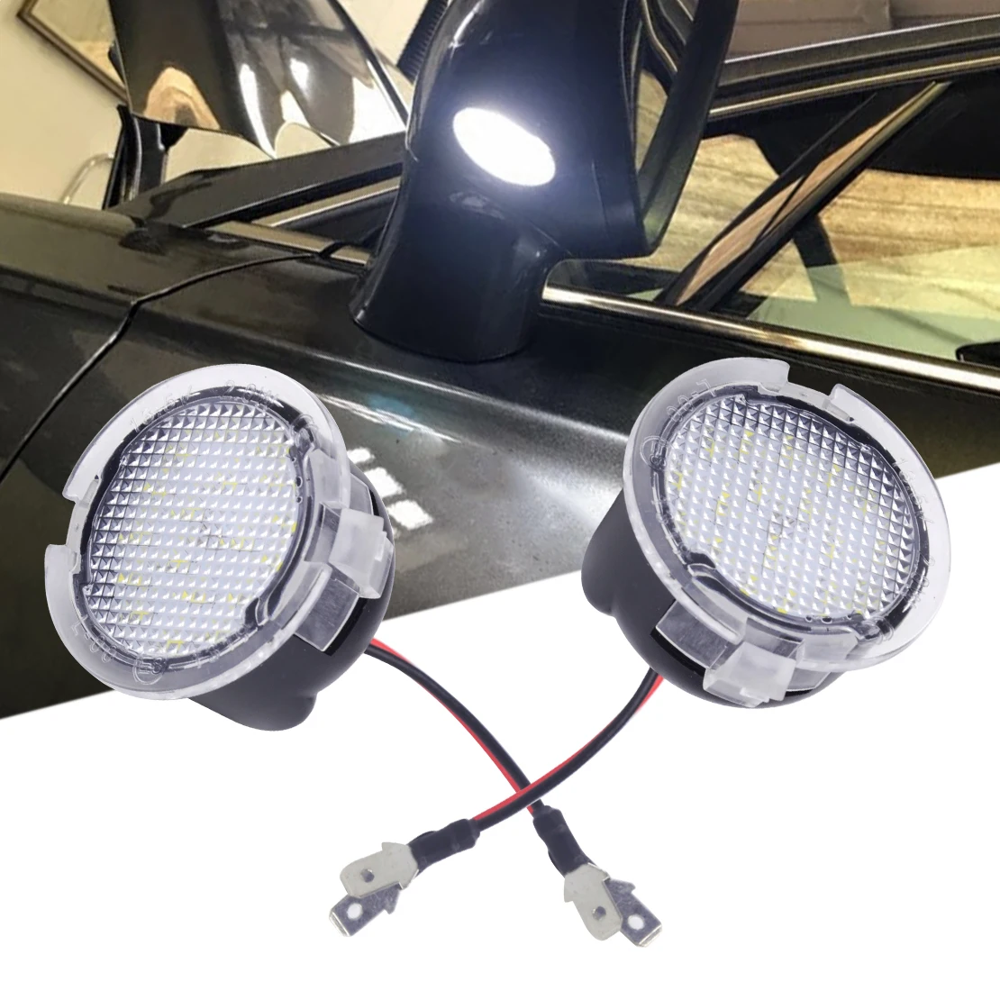 

CITALL 2PCS High Power White LED Side Mirror Puddle Lights Fit for Toyota Tundra 2007 - 2010 2011 2012 2013 2014 2015 2016 2017