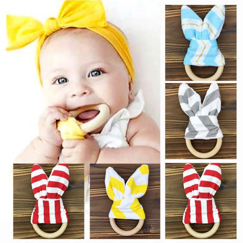 

Baby Rattles Toy Wooden Circle Little Rabbit Ears Hand Grasp Toy Rattles Baby Teeth Practice Toys Early Education Rattle Toys