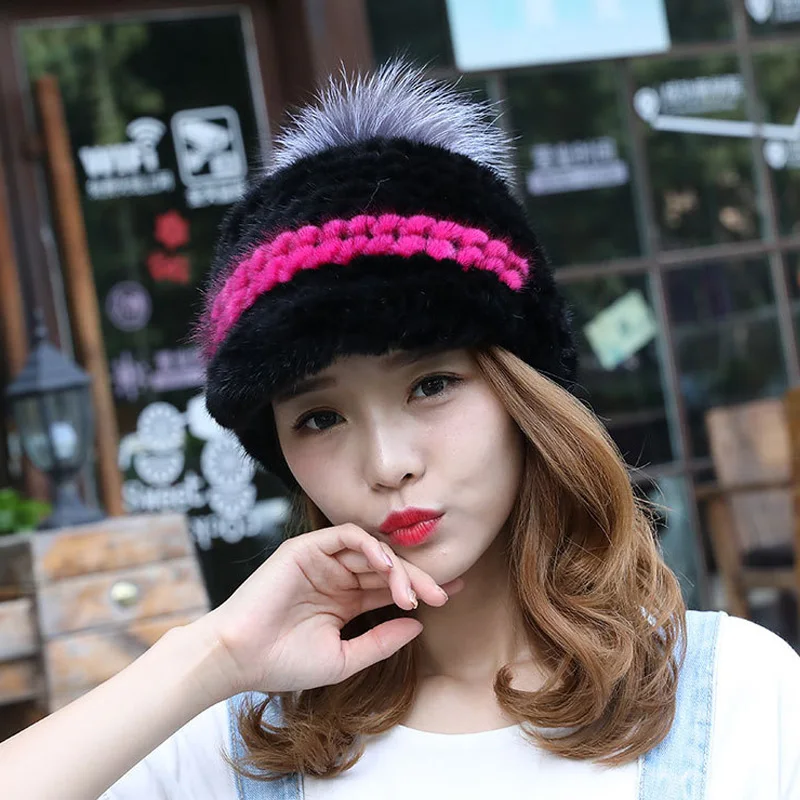 Glaforny Visors теплая зимняя шапка Норковая кепка норковая модные шапки вязаная ручной