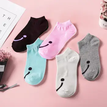

Spring Summer Smiley Shallow Mouth Female Boat Socks Funny Low Cut Ankle Sock Comfortable Non slip for Girl's female