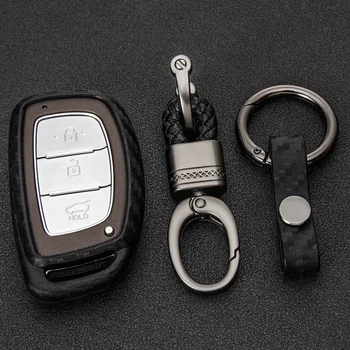 

Carbon Fiber Pattern Car Key Cover with Car Key Holder For Hyundai Hb20 I30 IX20 Solaris Creta Getz IX25 Car Interior Accessorie