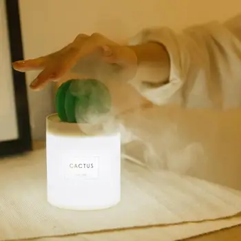 

280ml Air Humidifier Cactus Timing Aromatherapy Diffuser Aroma Mist Maker USB Air Humidifier with LED Night Light for home