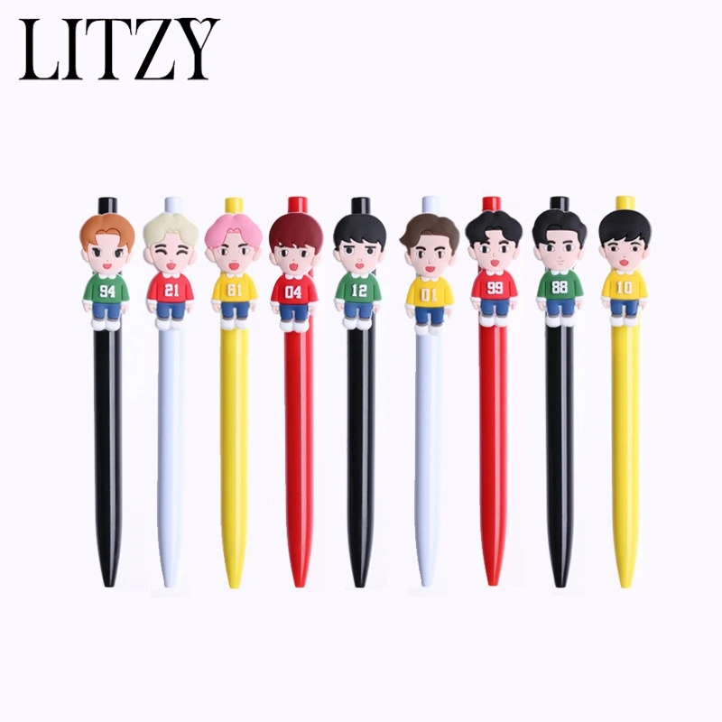 

8 Style EXO Peripheral Stationery Figure Keyring Theme Cute Q Version Student Pen Gel Pen Water Pen Painting Tools for Child