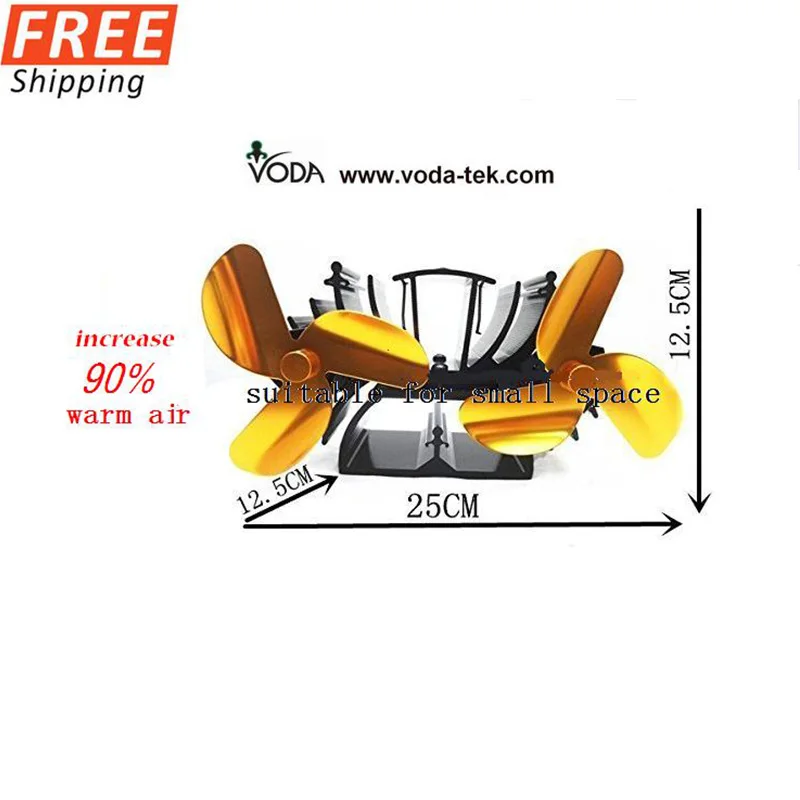12,5 см Высота 6 лопастей Тепловая плита вентилятор для дерева/горелка бревна/камин-Эко увеличение более 90% теплого воздуха, чем 3 лезвия