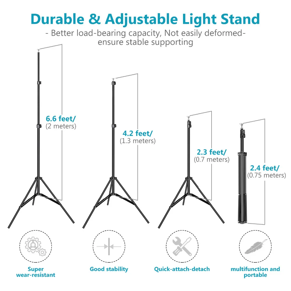  Neewer Photo Studio Adjustable 3m Wide Cross Bar 2m Tall Background Stand Backdrop Support System w