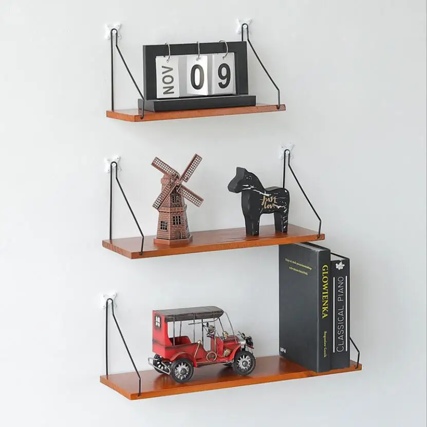 

Nordic Ins Style Vintage Storage Shelf Living Room Wall Decor Pot Books Wood Rack Sundries Wooden Organizer Prateleira GY026