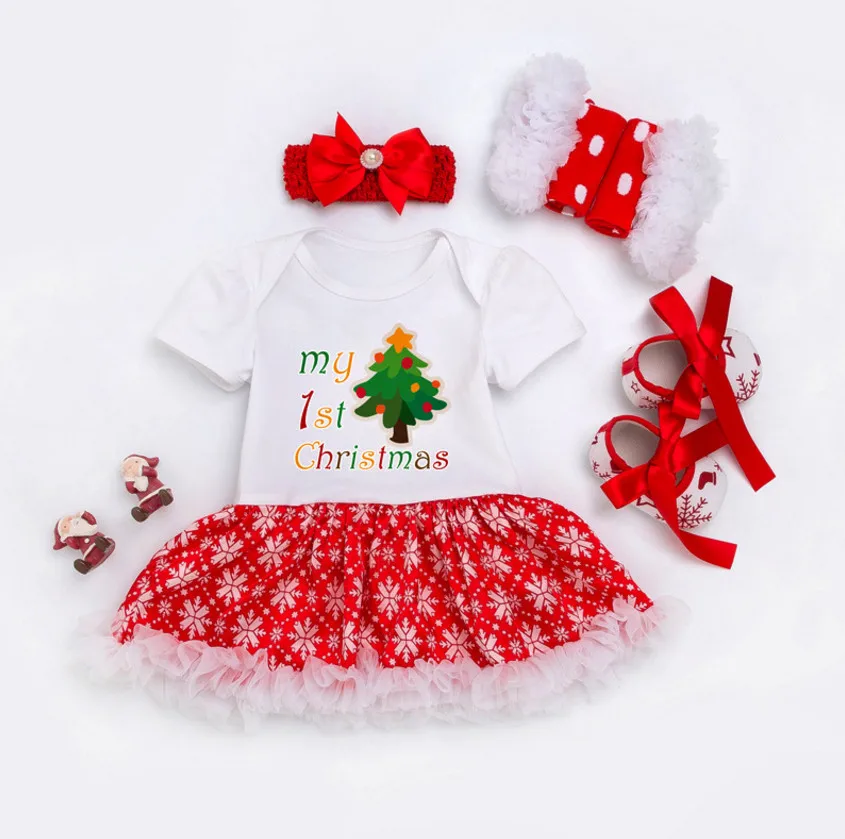 Новогоднее детское платье-пачка нарядный костюм принцессы комплекты одежды для младенцев детская Рождественская одежда комбинезон для девочек одежда для малышей - Цвет: as shown