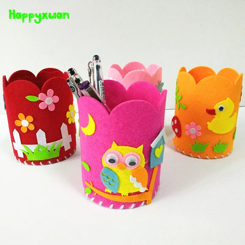 

Happyxuan 8pcs Sewing Kit Toy Felt Fabric DIY Pen Holder Children Handcraft Supplies Creative Kid Preschool Educational Material