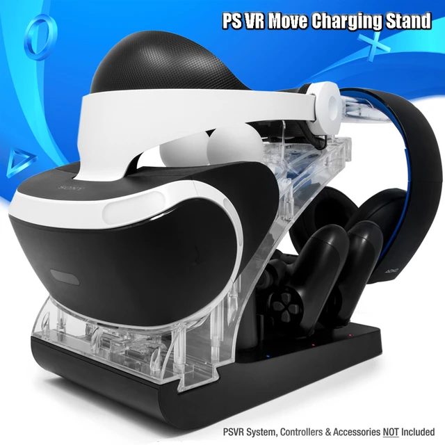 Ps4 psvr suporte display led showcase 2 estação de carregamento para  playstation 4 ps vr mover controlador fone ouvido acessórios do processador  - AliExpress