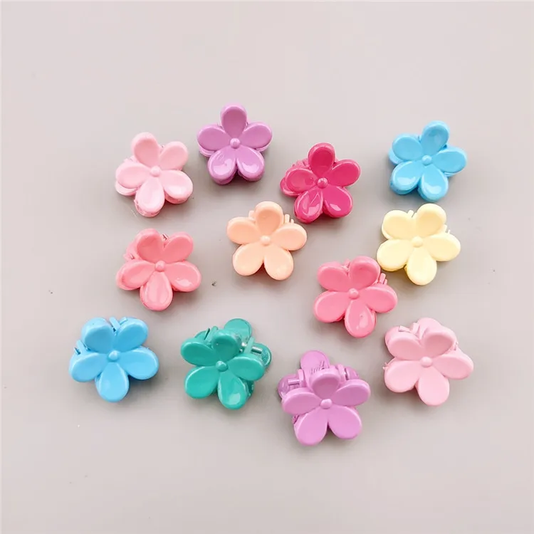 flower 12 шт./пакет милый детский комплект для девочки на небольшом волосяным Шарм коготь Карамельный цвет цветка короны Заколки для волос Детские аксессуары по уходу за волосами для Пижама-комбинезон для детей, заколки для волос - Color: flower