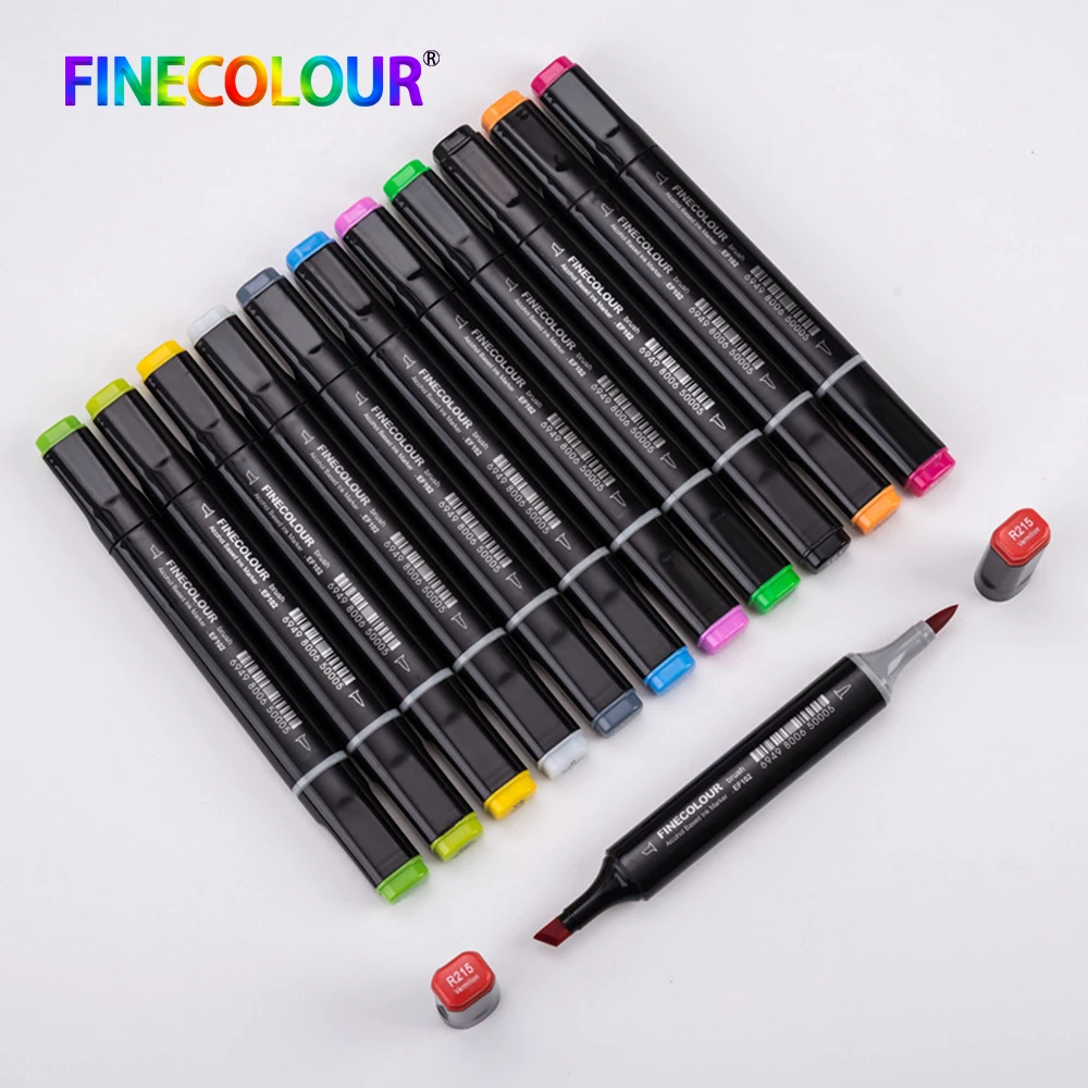 480 цветов Finecolour двойная головка художественные маркеры авторучка маслянистый алкогольный Эскиз Маркер мягкая кисть авторучка художественные принадлежности для рисования анимации 1 шт|Маркеры для рисования| | АлиЭкспресс