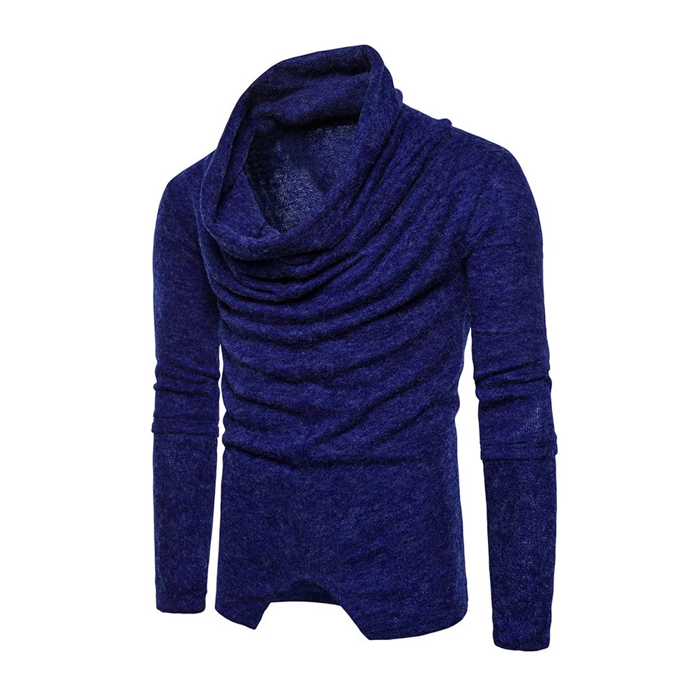 2018 Autumn Pullover Slim Fit Thin Mens Knitted Sweaters Male Heap Collar Design Solid Color Brand Clothing Homme Tops 2018 Autumn Pullover Slim Fit Thin Mens Knitted Sweaters Male Heap Collar Design Solid Color Brand Clothing Homme Tops
