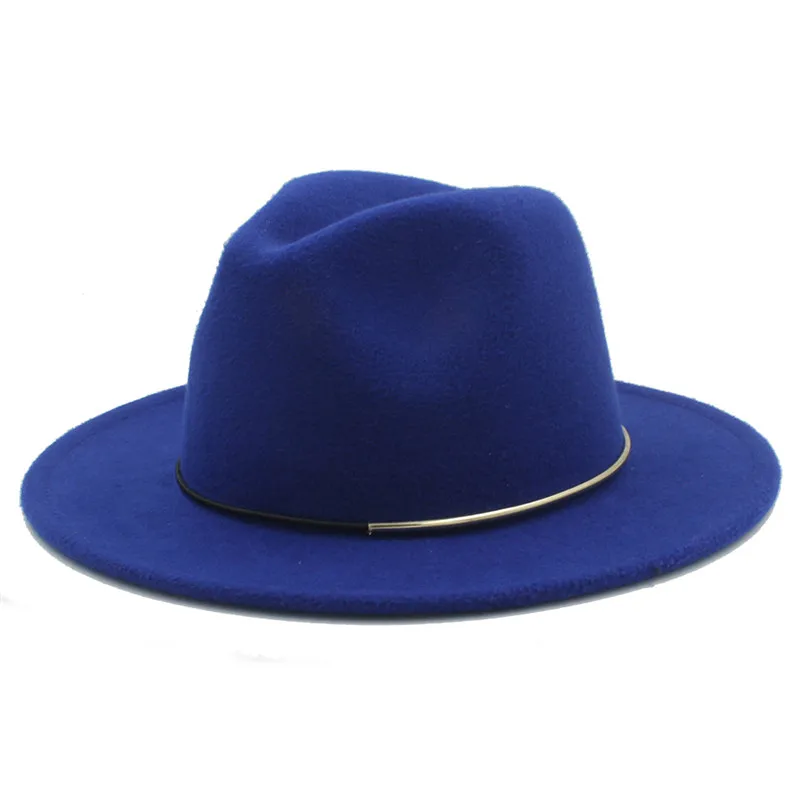 Шерстяная женская мужская фетровая шляпа для леди Мужская зимняя Осенняя флоппи Клош с широкими полями джазовая церковь Крестный отец шляпы сомбреро - Цвет: Blue