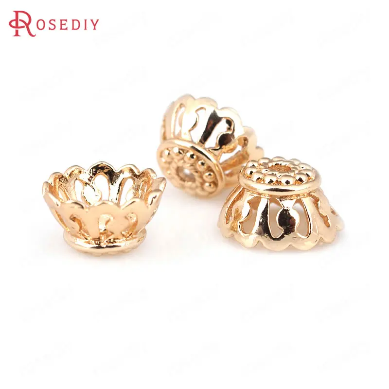 Латунные шапочки для бусин отверстия 10x6 мм 1 3 24 К цвета шампанского|diy jewelry