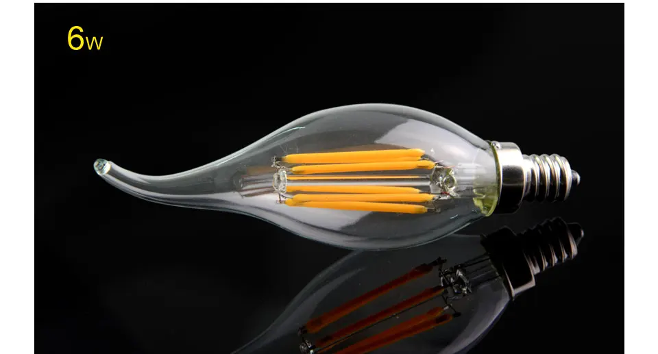 Dimmable E17 LED Filament bulb 2W 4W 6W Candle  Lamp light AC110V Retro Edison Glass 360 Degrees Light for Crystal Chandeliers (11)