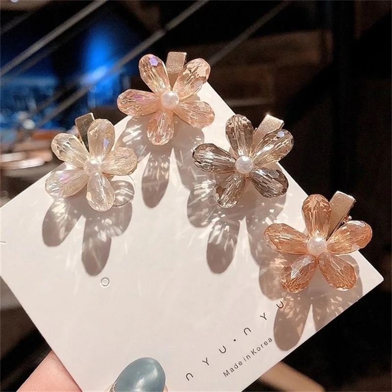 

2019 Korean girl hairpin alloy crystal pearl hairpin bangs clip simple cute hair accessories beach holiday hair accessories