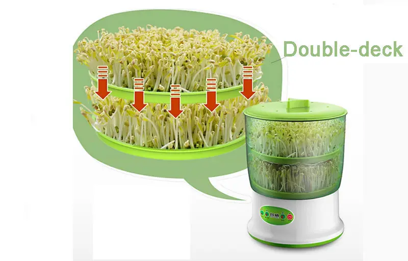 Bean Sprout Maker большой емкости Новое Обновление Умный зеленый Семена бобов, растущий автоматический аппарат для проращивания фасоли 220 В