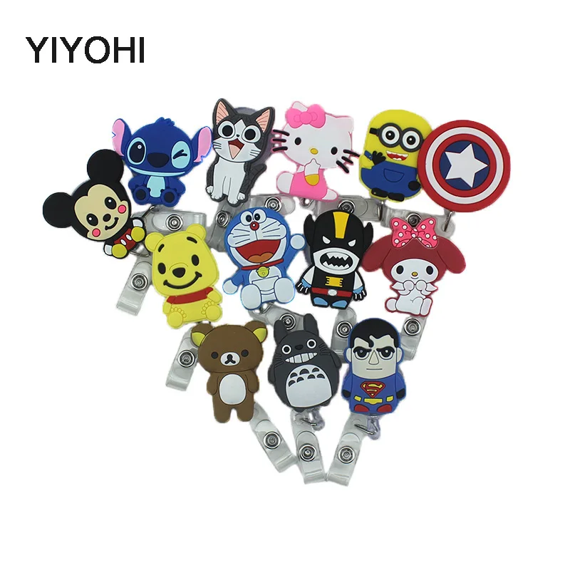 

YIYOHI 60cm Cartoon Totoro Kitty Stitch Silicone Retractable Reel for Bus Bank Credit Card Holder ID Holders