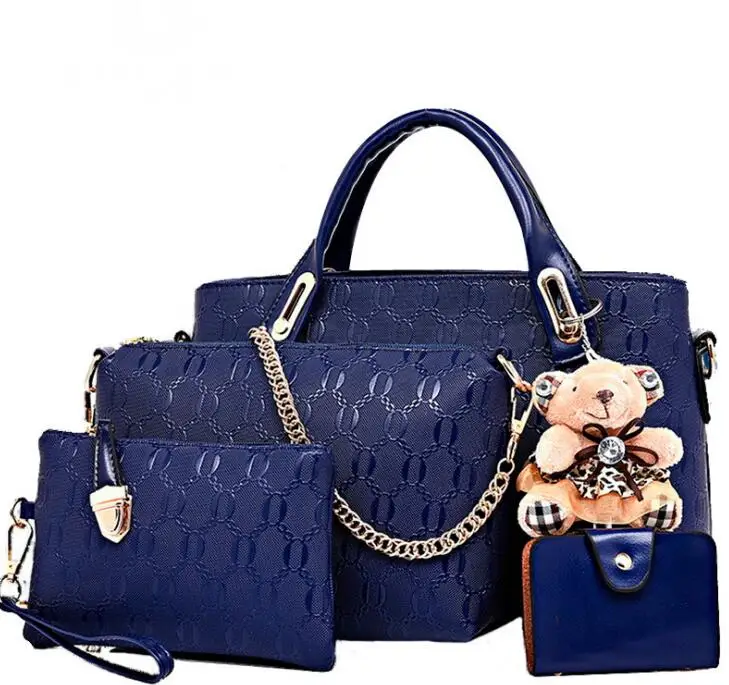 Women 4 Set Handbags Pu Leather Fashion Designer Handbag Shoulder Bag Black Vintage Female Messenger Bag Sac A Main Women 4 Set Handbags Pu Leather Fashion Designer Handbag Shoulder Bag Black Vintage Female Messenger Bag Sac A Main