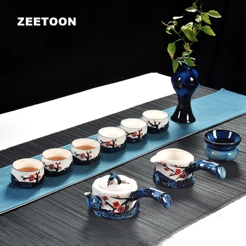 

11PCS Set Kung Fu Tea Set Ceramic Blue White Porcelain Teapot Fair Mug Cup Vase Teacup Filter Tea Service Vintage Teaware Kit