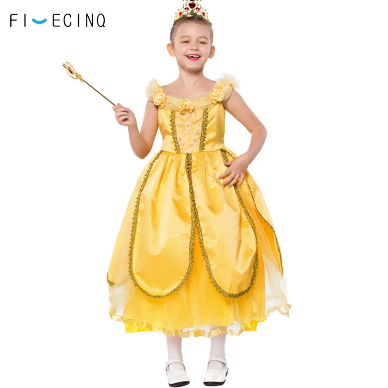 

Girl Yellow Princess Dress Halloween Anime Cosplay Fancy Elegant Costume Party Wear Child Carnival Performance Retro Outfit