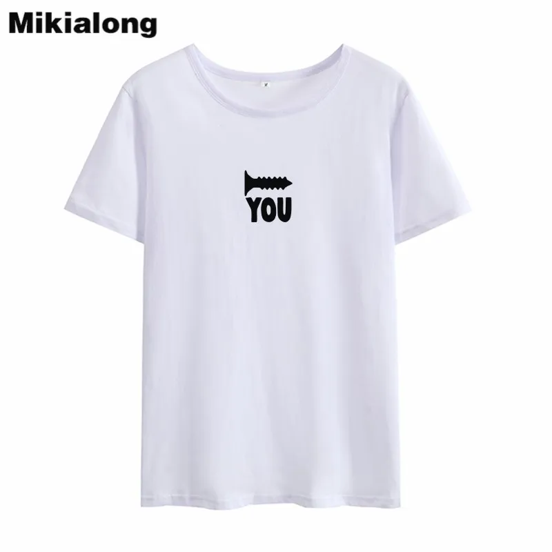 Mikialong 2018 YOU Harajuku Женская Повседневная летняя футболка с коротким рукавом в стиле