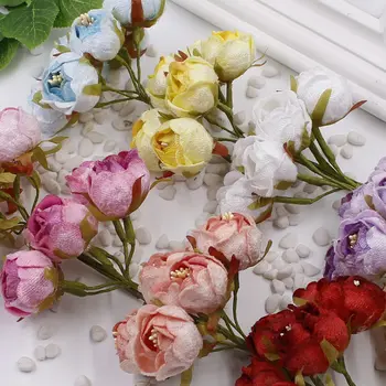 

New 30 pieces silk peony big rose bud artificial bouquet bridal headdress brooch decorative material DIY artificial garland