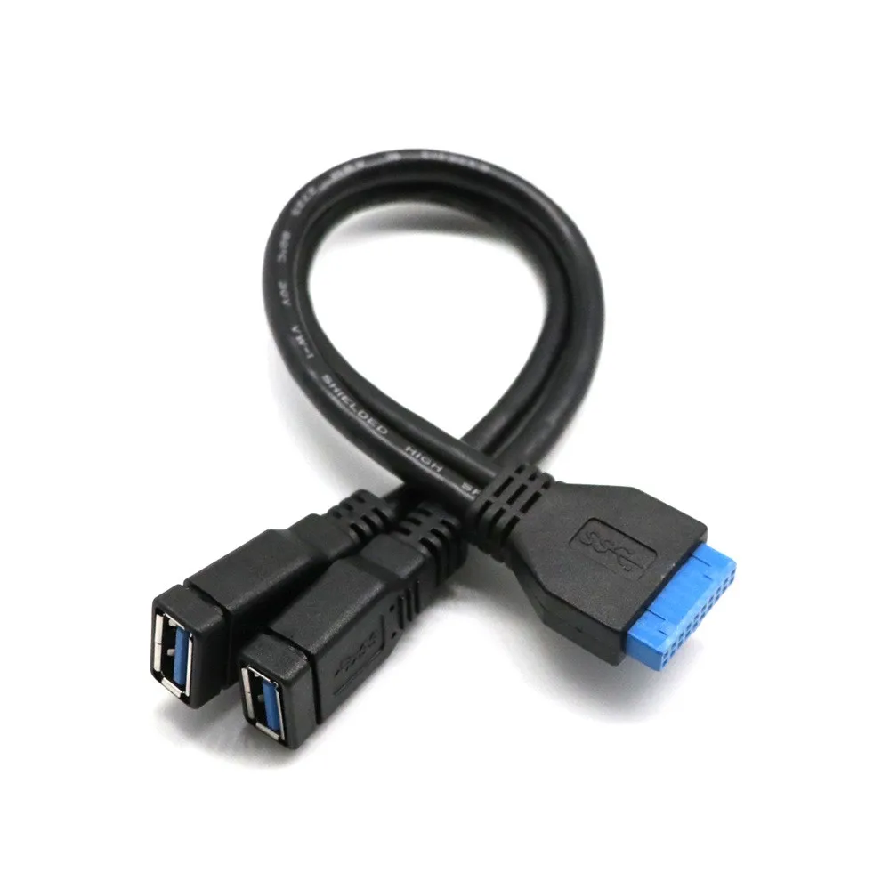 

2 Ports USB 3.0 Type-A to 20Pin Motherboard Female Connector Y-Cable Adapter gadget for Computer PC Converter Laptop Keyboard