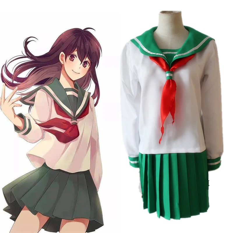 InuYasha Костюмы для косплея Кагоме Higurashi Косплей Костюм Школьная форма на Хэллоуин