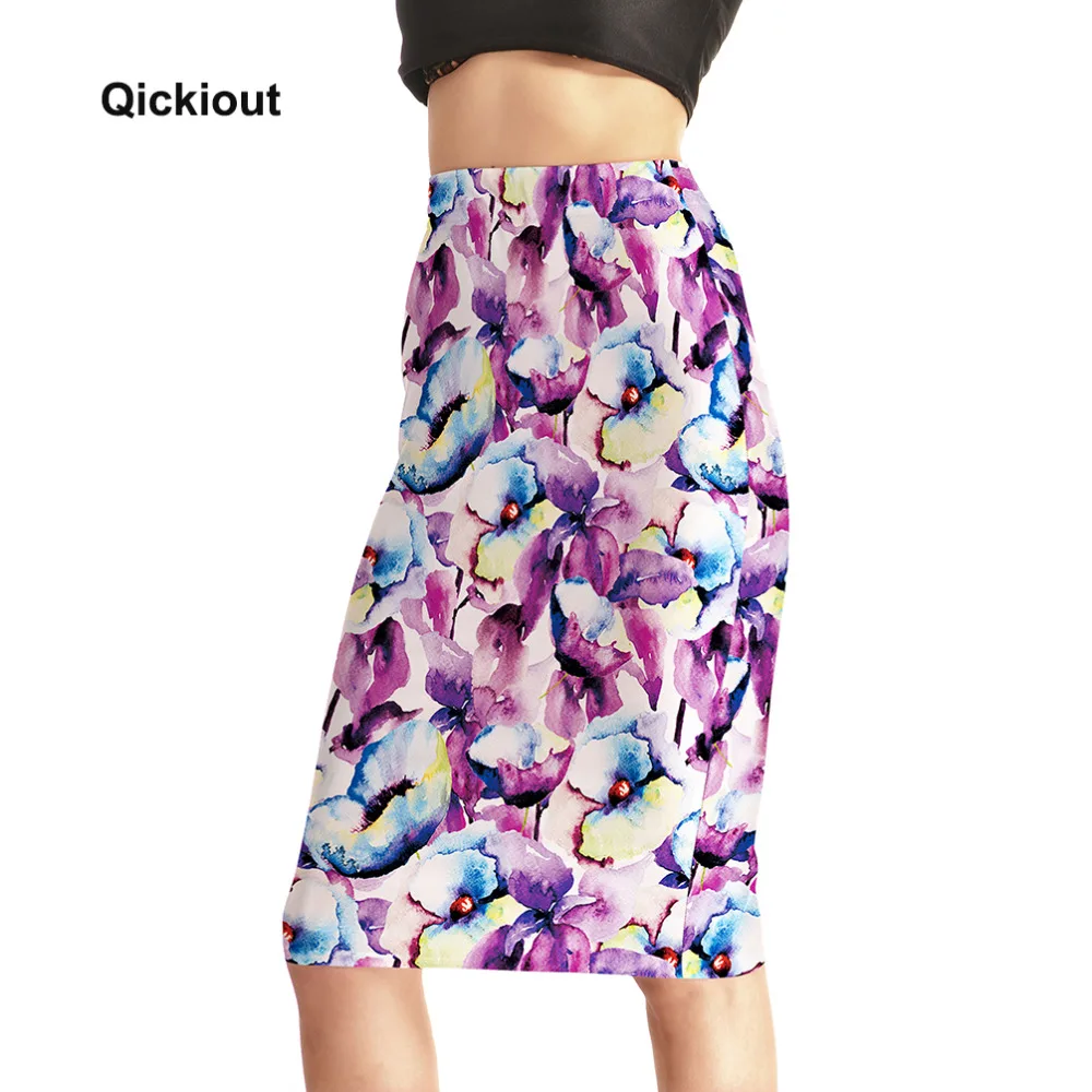 

Qickitout Skirts New Arrival Hot 2017 Cherry Painting Color Styles Women's Sexy 3D Skirts High Waist Package Hip Skirt Saia Midi