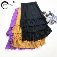ORDEESON Новая мода лето Для женщин девочек шифон кекс русалка юбки Однотонная одежда темперамент Для женщин s Костюмы