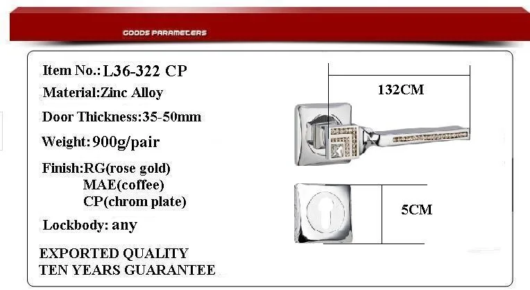 L36-320 цинковый сплав Материал ROSSETTE алмазные дверные ручки хромированная пластина цвет