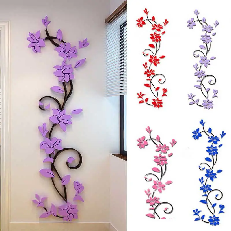 

DIY Flower Stickers Indoors Decoration Removable 3D Art Wall Stickers Pegatinas De Pared Stickers TV Background Decoration @A