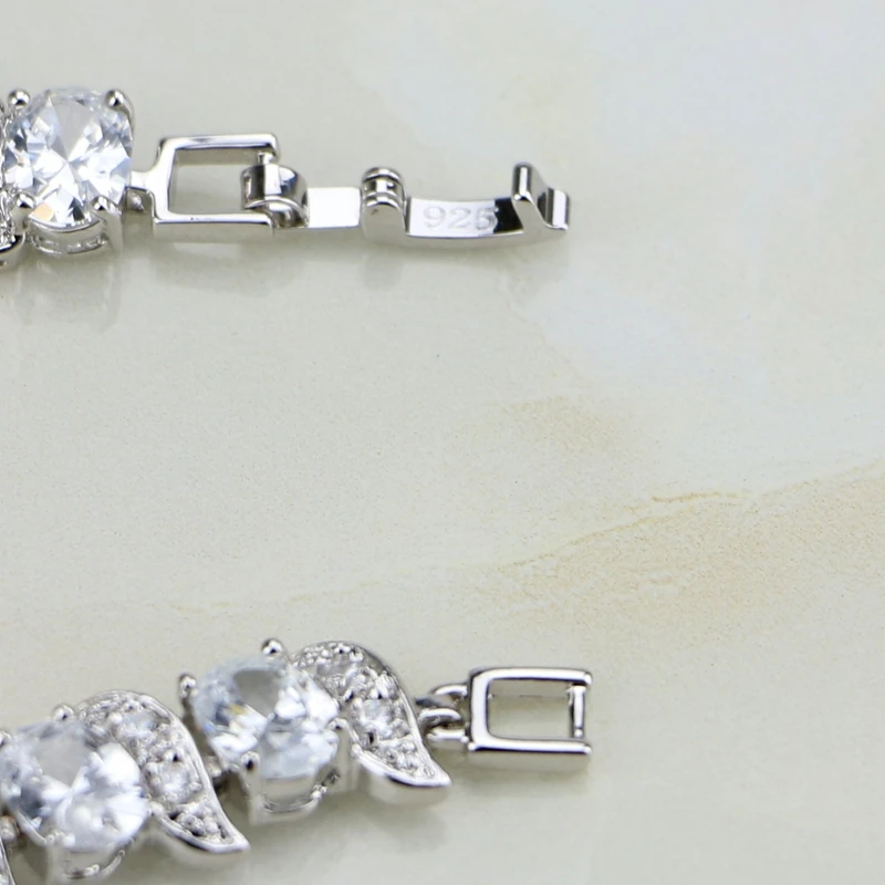 Круглый белый кубический цирконий 925 пробы серебряные ювелирные изделия звено цепи браслет для женщин