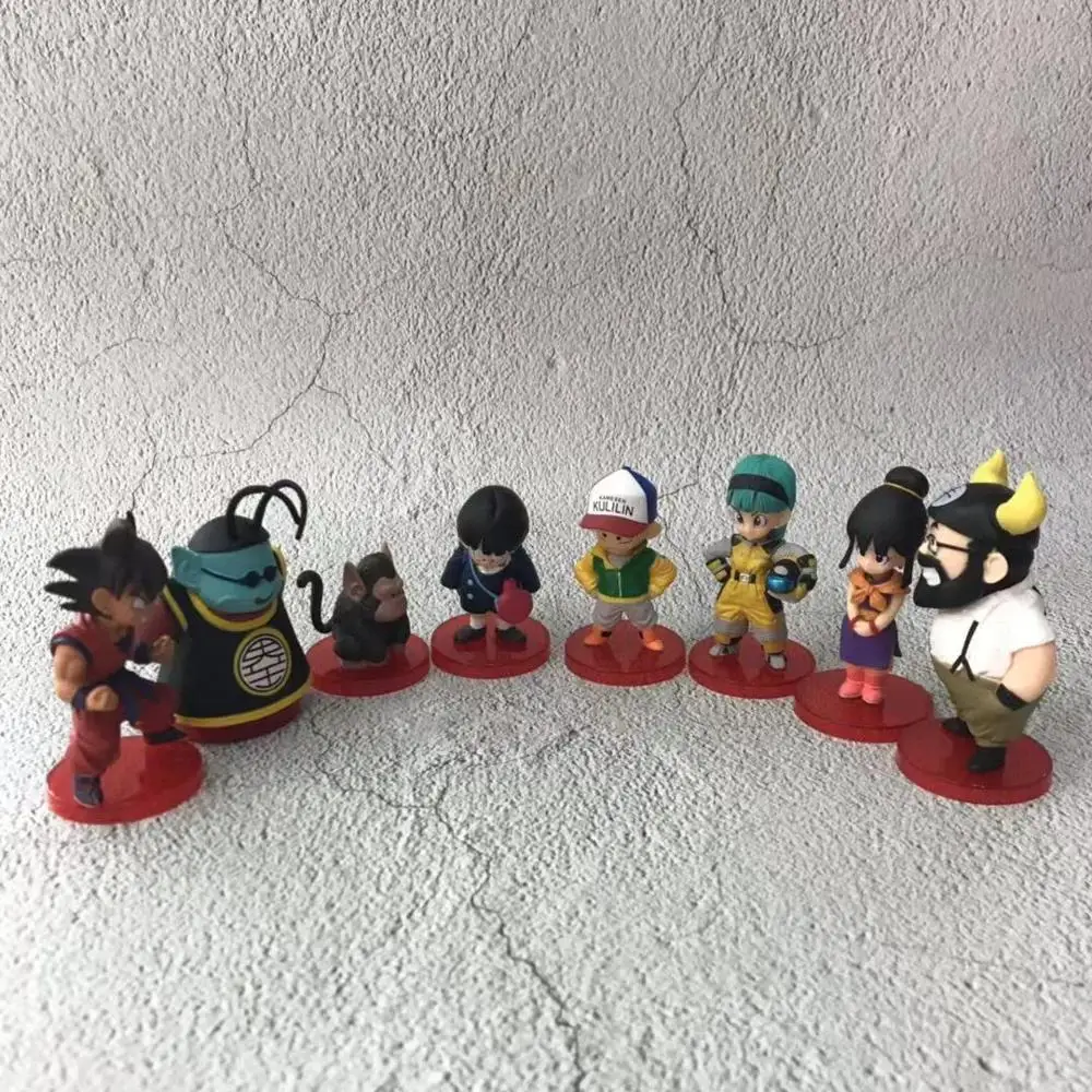 Аниме 8 шт./компл. Dragon Ball Z Buruma kuririririn orangutan Videl Black Son Goku Q версия ПВХ Фигурки игрушки