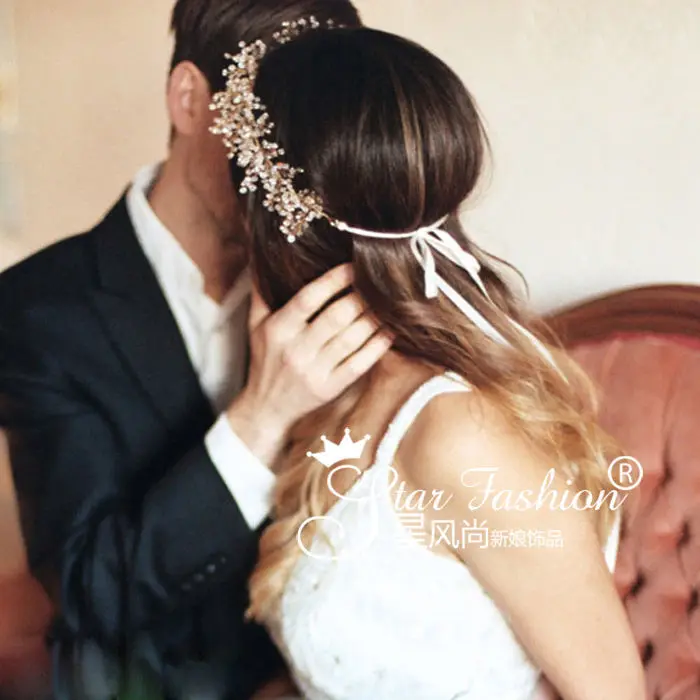 Свадебная лента для волос невесты, кристальная тиара, ювелирные аксессуары, Европейская свадебная бижутерия