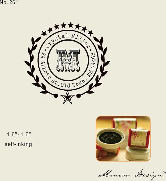self inking return address stamp custom logo rubber stamp monogram