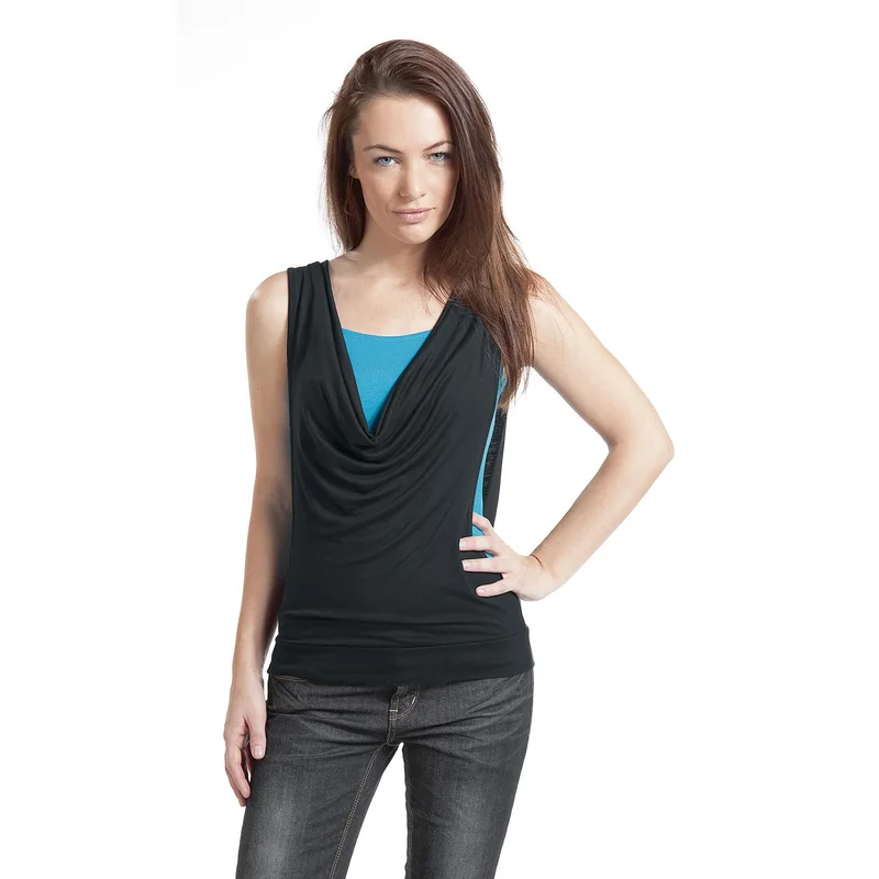 

VNAURRY Large Size Women's New Vest Bottoming O-Neck Patchwork T-shirt
