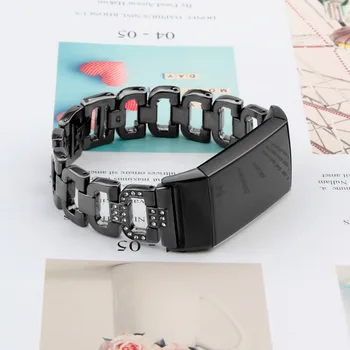 

Bemorcabo 18mm Zinc alloy Watchbands for Fitbit Charge 3 Wristbands Watch Band D-chain Strap Watch Bracelet Women Silver Black