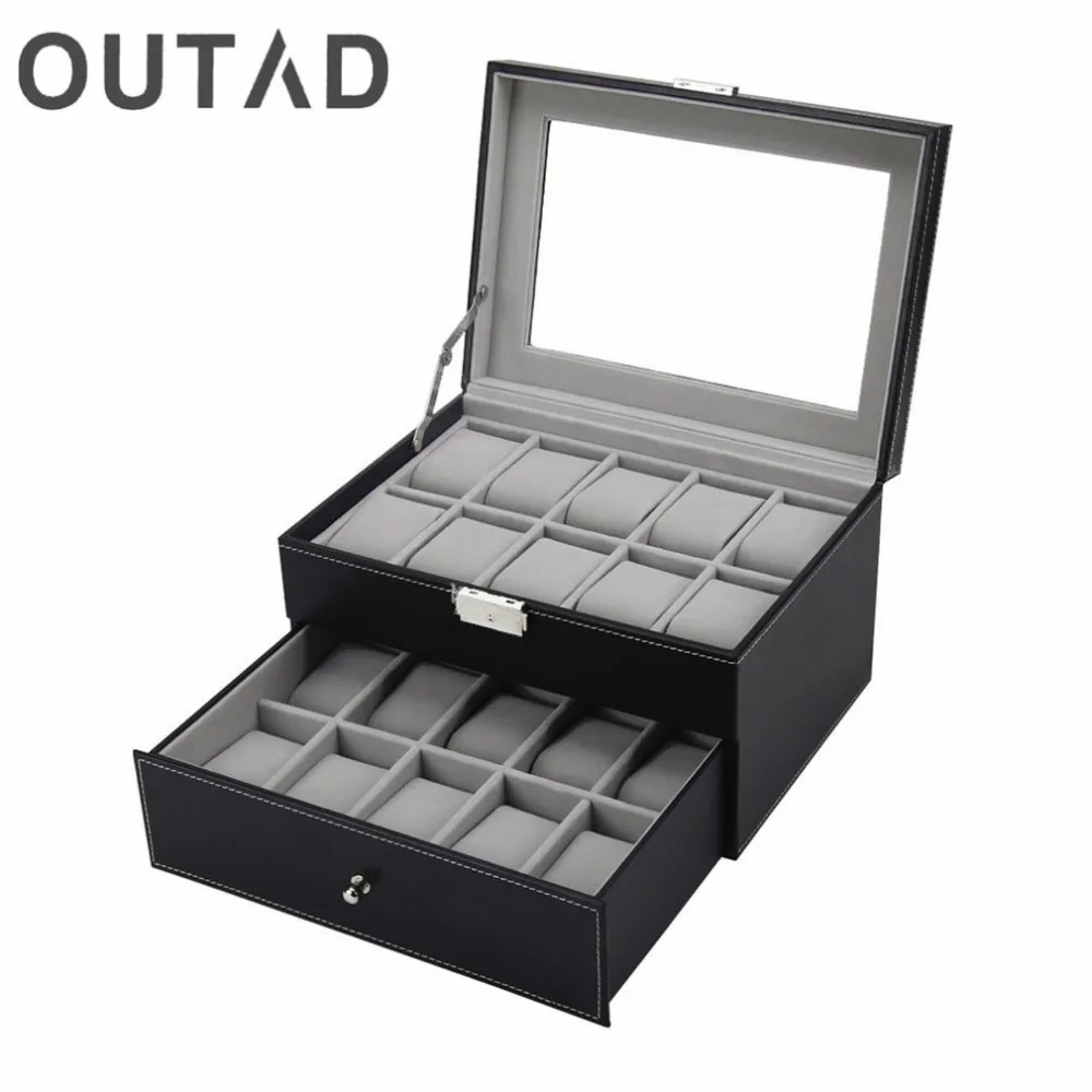 

OUTAD Watch Display Storage Box European American Holder 20 Grids Slots Case Watches Container Organizer Boxes Winder Gift For