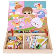 MWZ Магнитный Забавный пазл, детская деревянная головоломка, доска, коробка, части, игры, мультфильм, развивающие рисование, детские игрушки для девочек и мальчиков, Ba