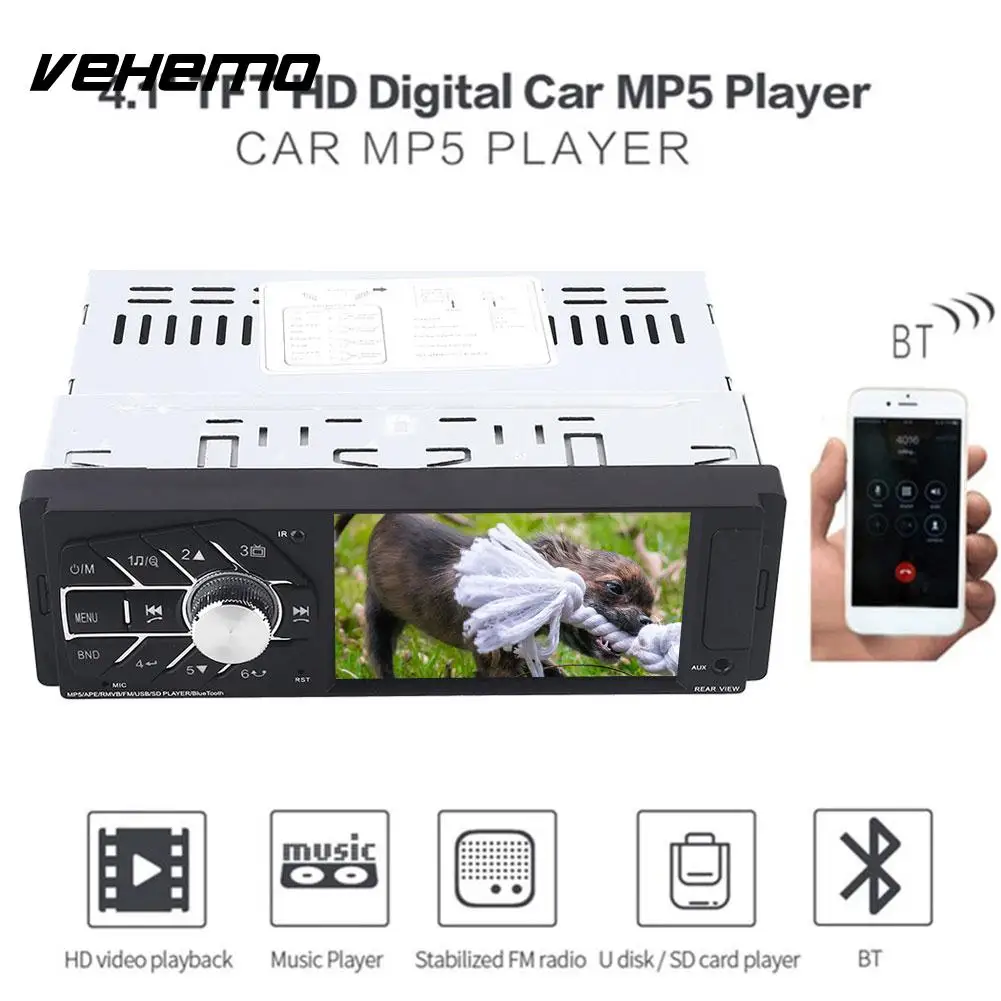 

Video Player Multimedia Player 4.1" Car MP5 FM Radio Automobile Bluetooth Steering Wheel Controls Smart