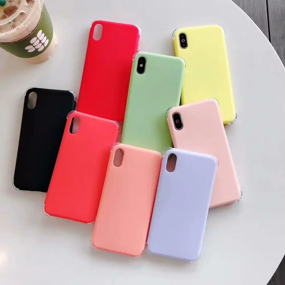 

Candy color full covered phone case for iPhone X XS XR XS MAX iPhone 6 6s 7 8 anti-knock protective case popular pliving coral